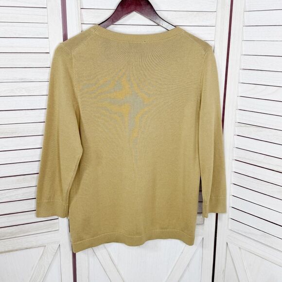 Talbots Zebra Head Crewneck Pullover Knit Top Sweater Tan Petite Large - Picture 10 of 14